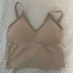 Tan Workout Cross Back Sports Bra